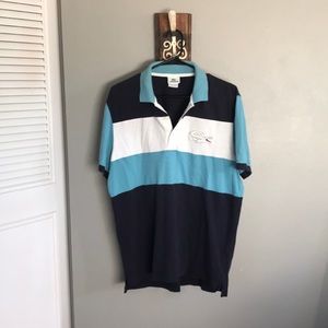 Blue and white polo